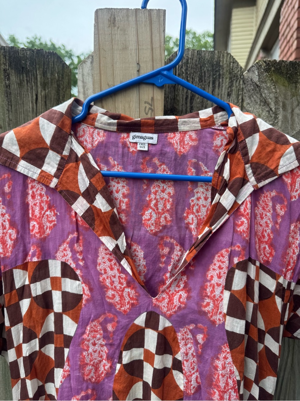 Gimaguas Pink and Brown Geometric & Paisley V-Neck Maxi Dress - Picture 2 of 3